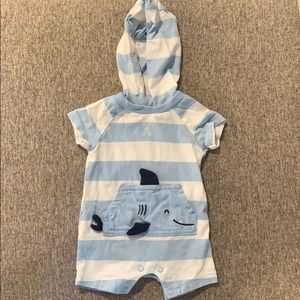 Blue striped shark hooded outfit